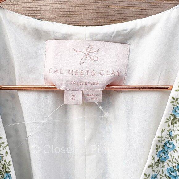 Gal Meets Glam Imogene Dress Ivory French Blue Stripe Size 2 Maxi Wrap - Picture 4 of 17